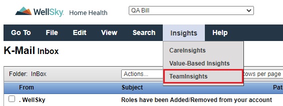 TeamInsights Link in WellSky